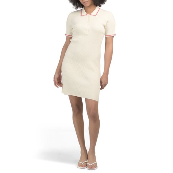 G/FORE Winter White Wool Blend Ribbed Sweater Dress